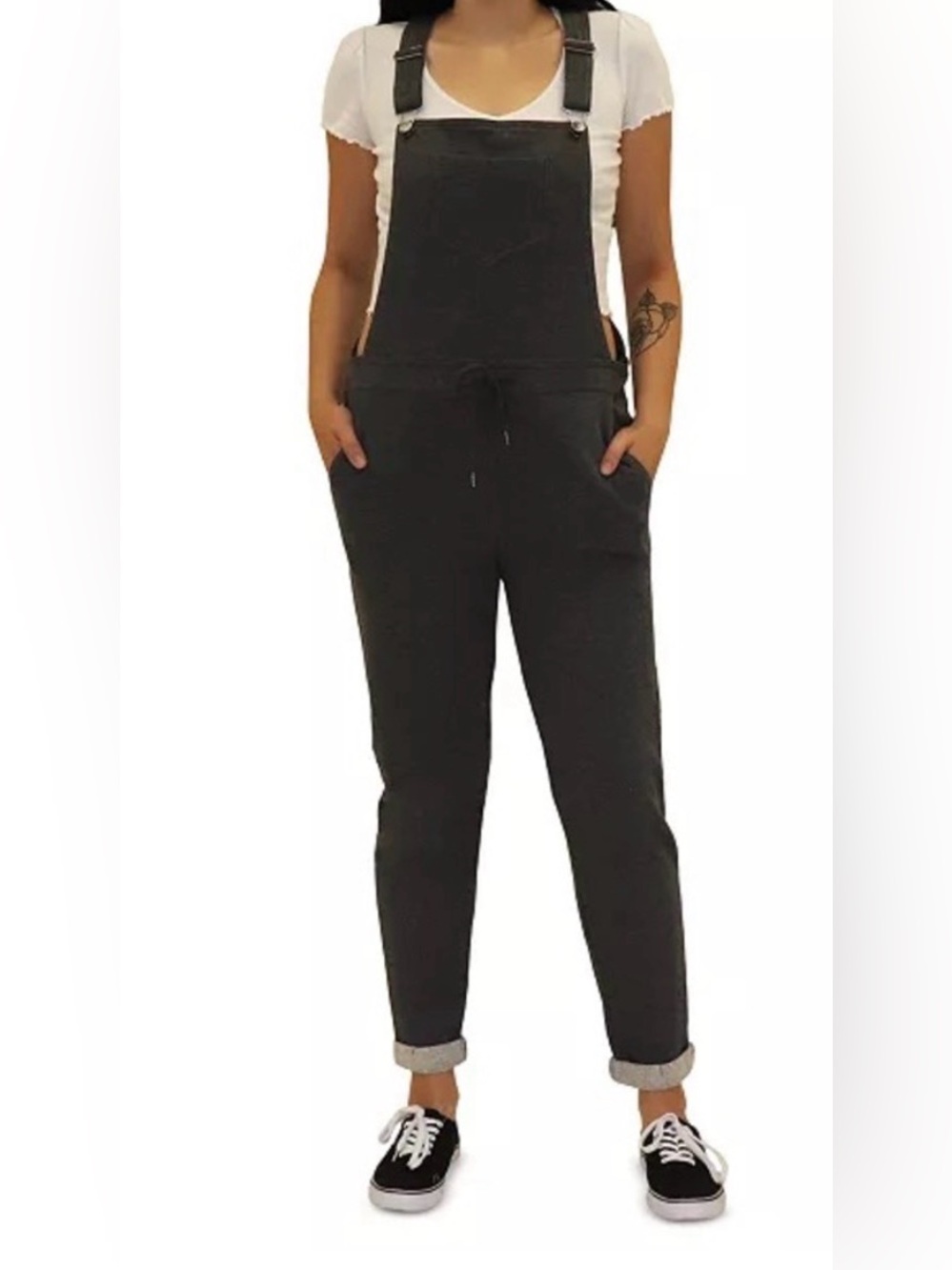 Rewash Black Knit Overall Jumpsuit